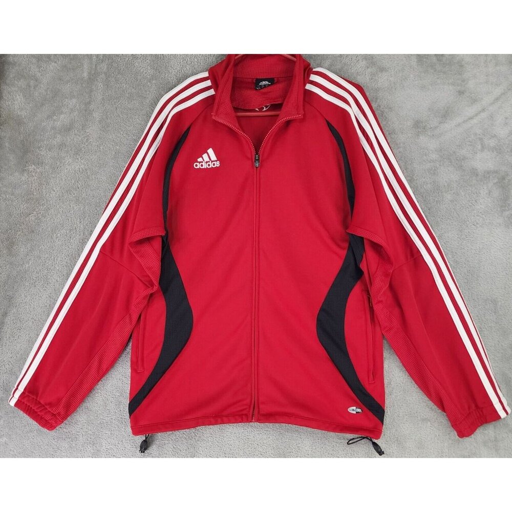 Adidas Clima Cool Jacket Mens Small Red Black Full Zip Long Sleeve Activewear